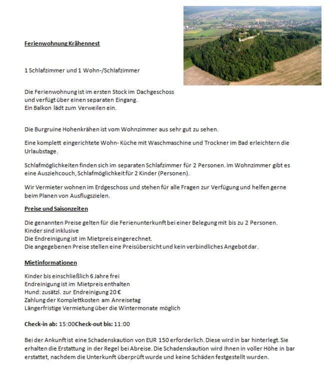 Ferienwohnung Kraehennest In Den Hegaubergen - Naehe Bodensee Muhlhausen-Ehingen Экстерьер фото